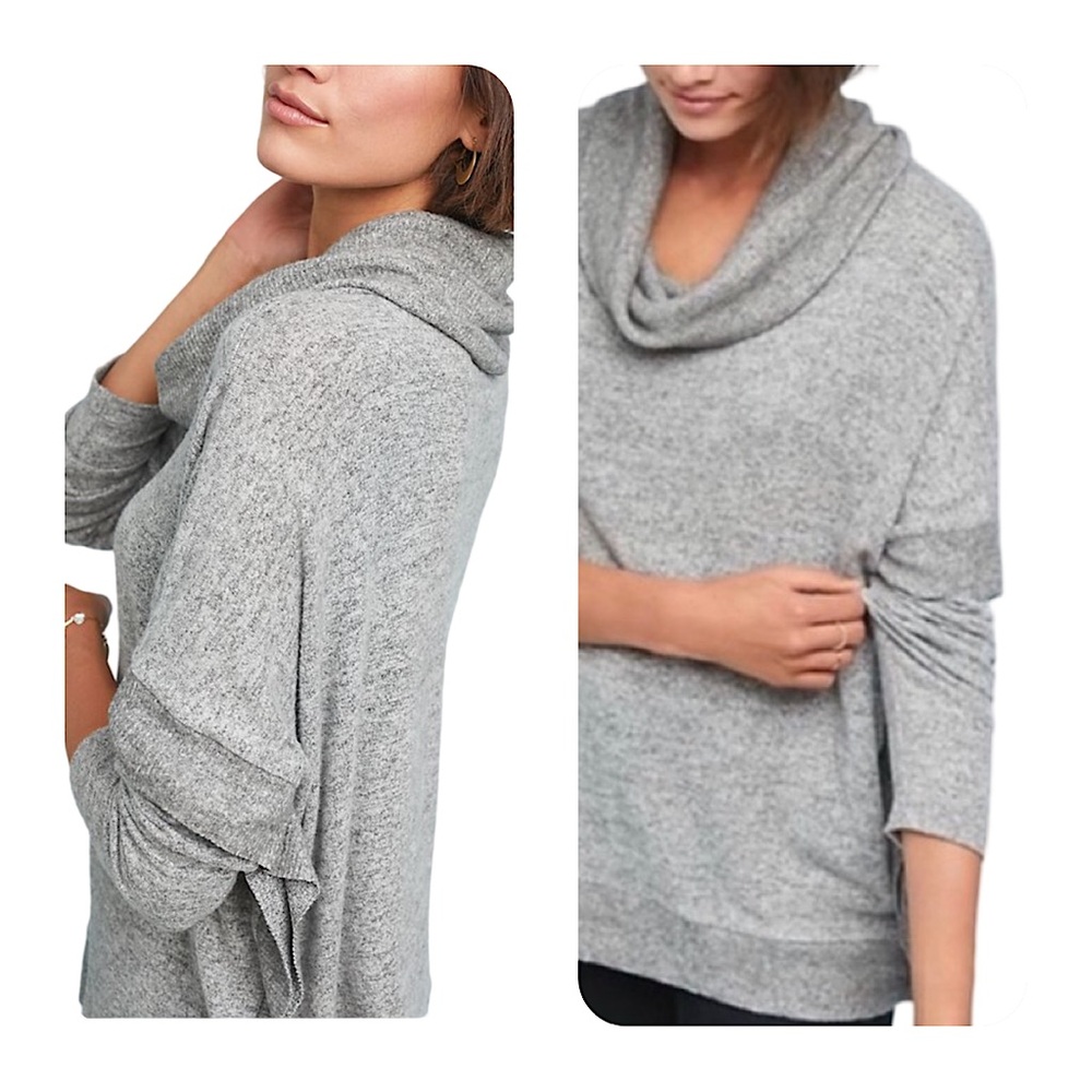[s] ANTHROPOLOGIE Turtleneck Sweater Lassen Postmark brand grey soft cowlneck